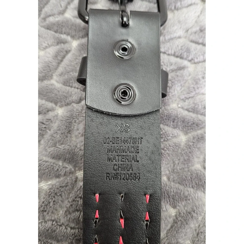 NEW*Hot Topic Black Red Stud Rocker Biker Punk Gothic Belt Size Extra Small XS